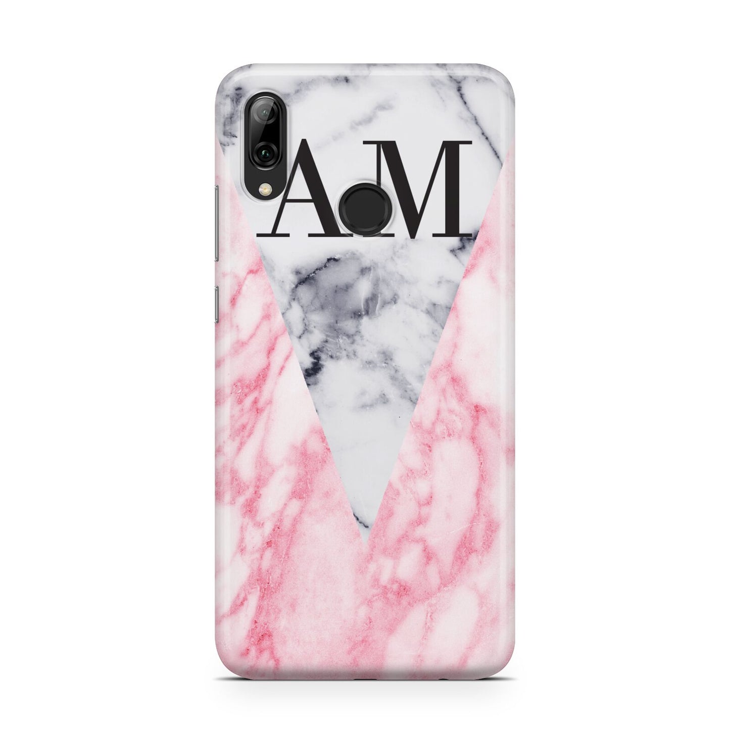 Personalised Grey Inset Marble Initials Huawei Y7 2019