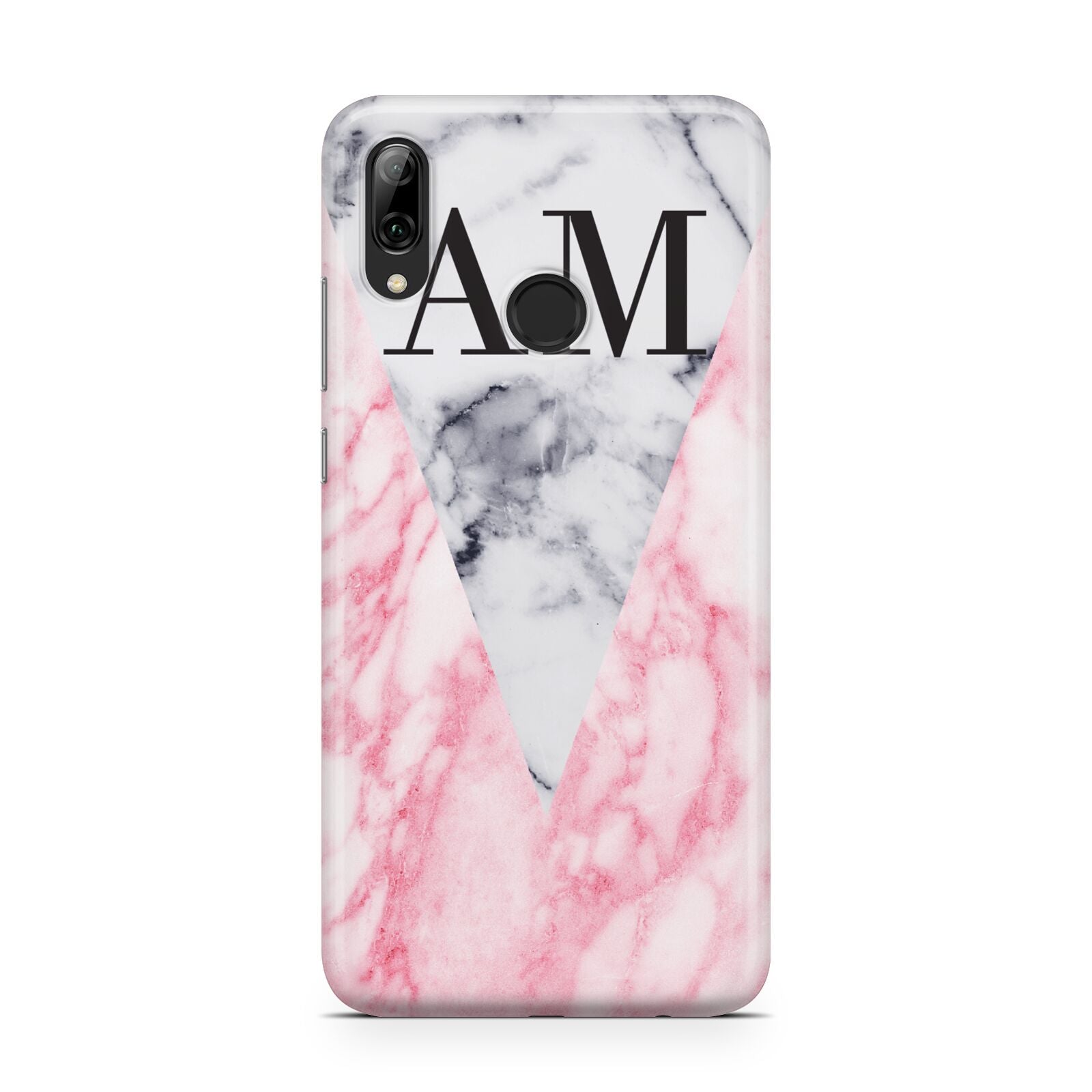 Personalised Grey Inset Marble Initials Huawei Y7 2019