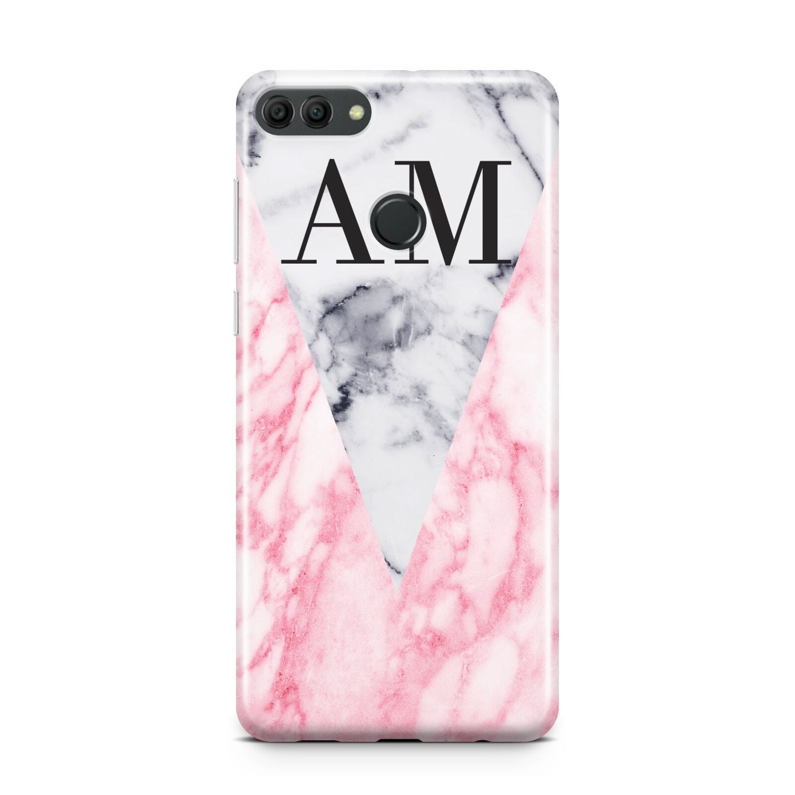 Personalised Grey Inset Marble Initials Huawei Y9 2018