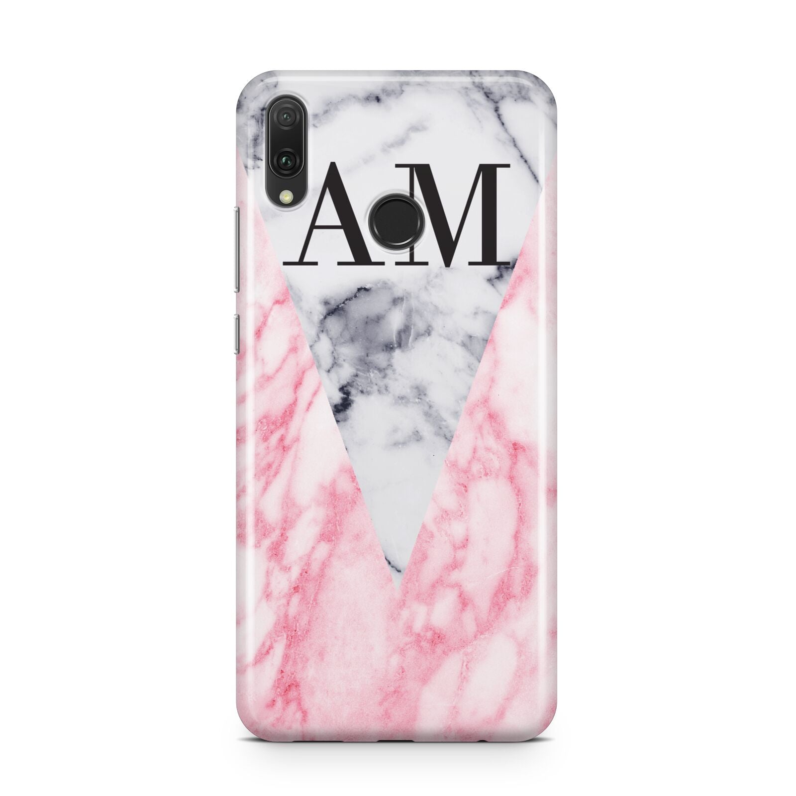 Personalised Grey Inset Marble Initials Huawei Y9 2019