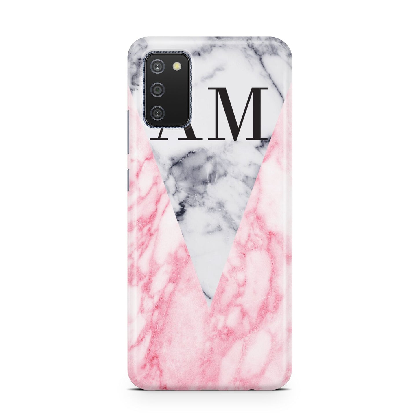 Personalised Grey Inset Marble Initials Samsung A02s Case
