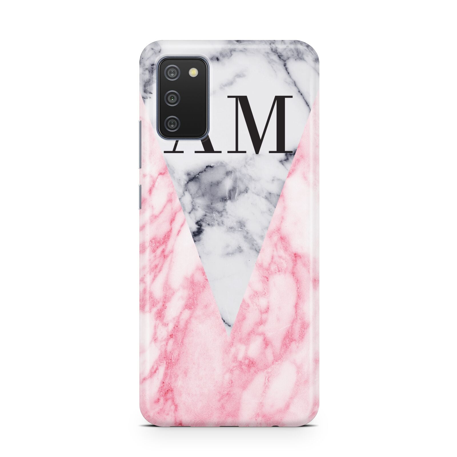 Personalised Grey Inset Marble Initials Samsung A02s Case