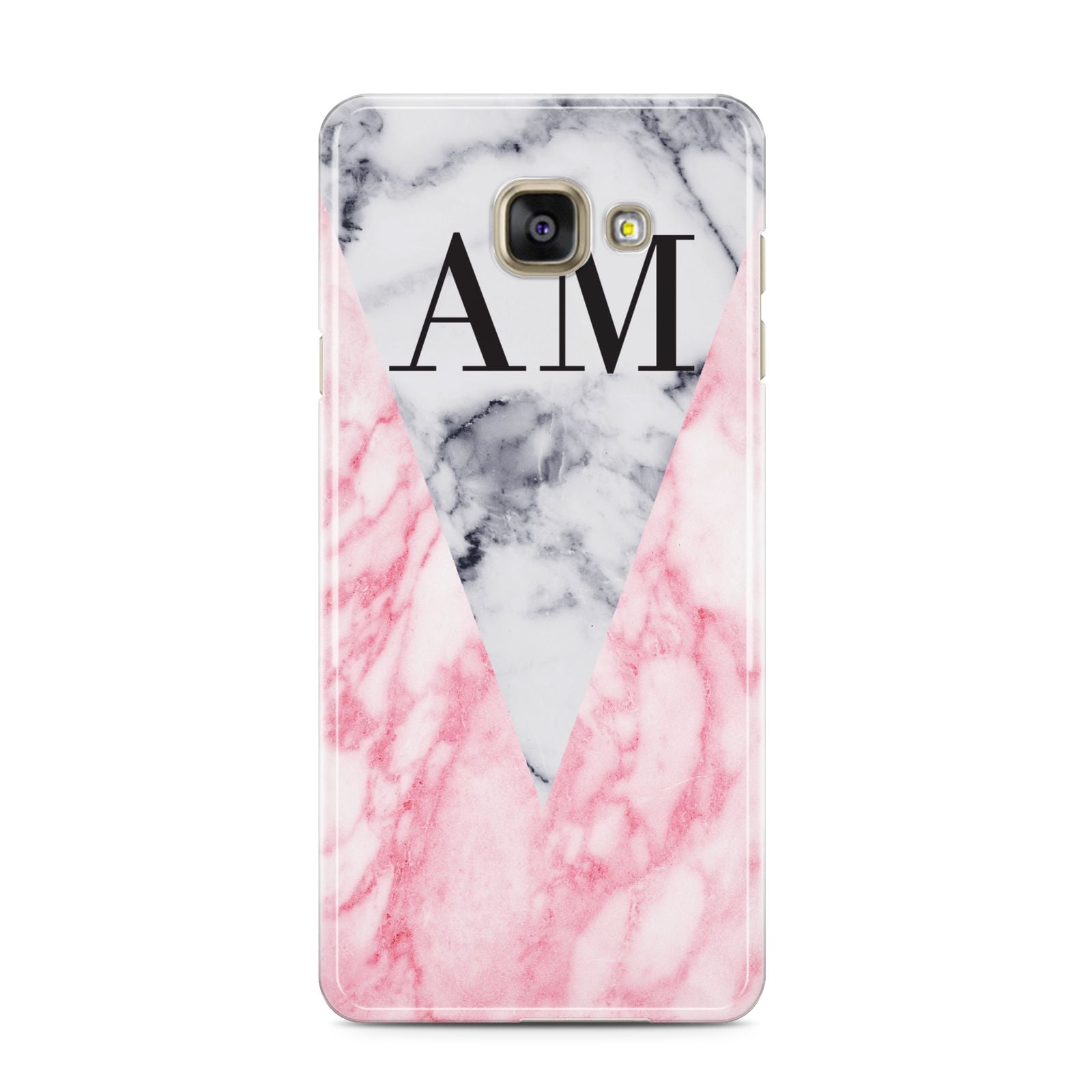 Personalised Grey Inset Marble Initials Samsung Galaxy A3 2016 Case on gold phone