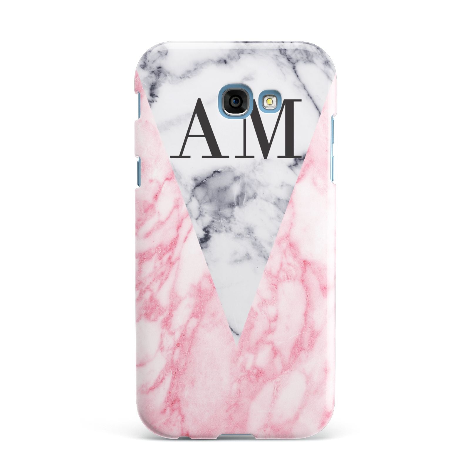 Personalised Grey Inset Marble Initials Samsung Galaxy A7 2017 Case