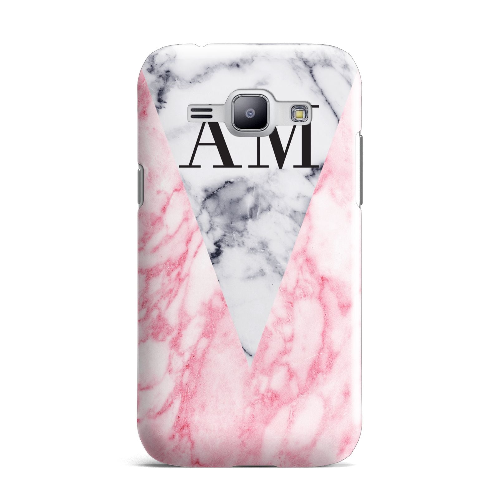 Personalised Grey Inset Marble Initials Samsung Galaxy J1 2015 Case