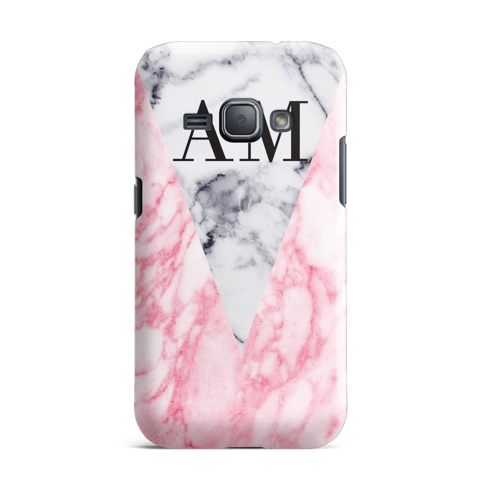 Personalised Grey Inset Marble Initials Samsung Galaxy J1 2016 Case