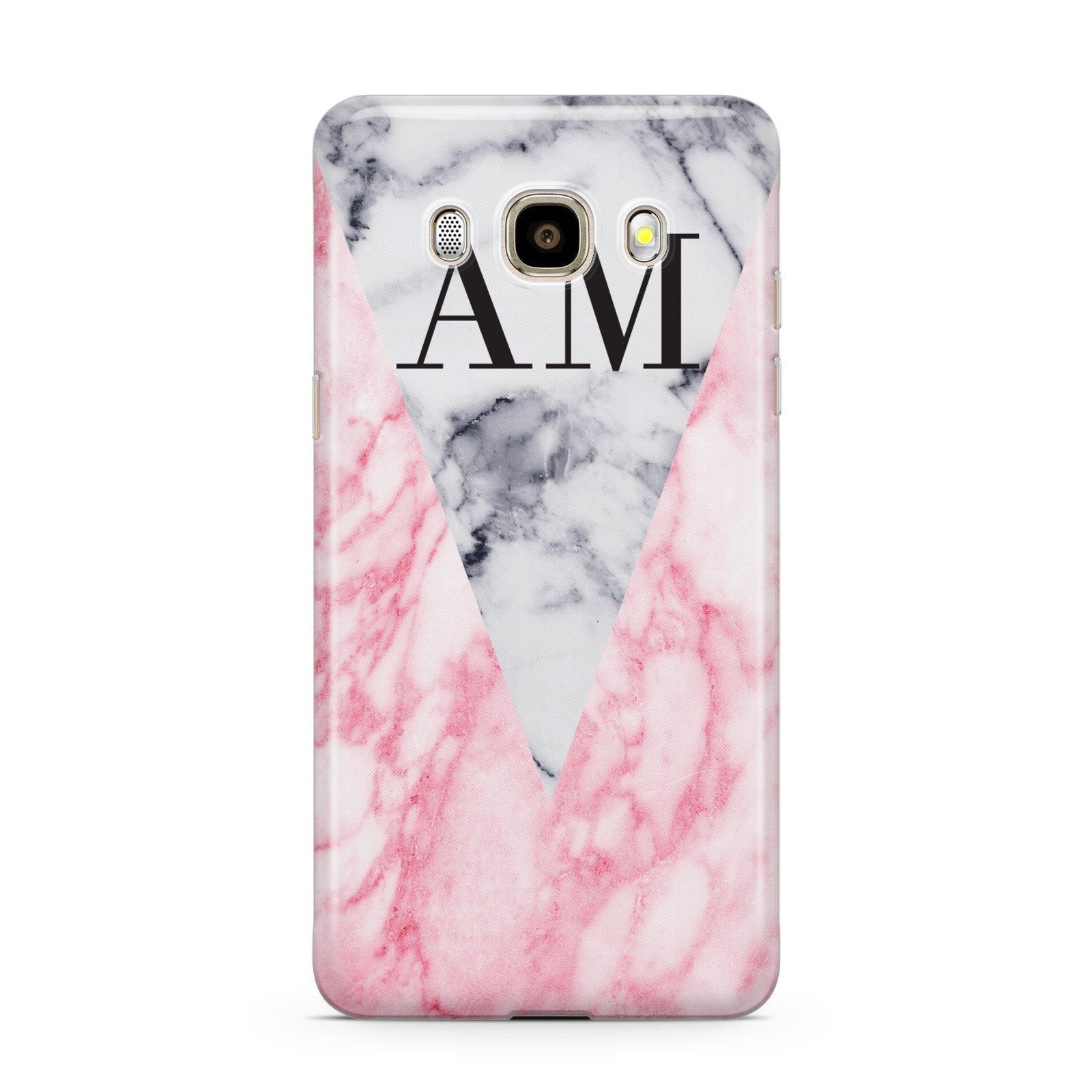 Personalised Grey Inset Marble Initials Samsung Galaxy J7 2016 Case on gold phone