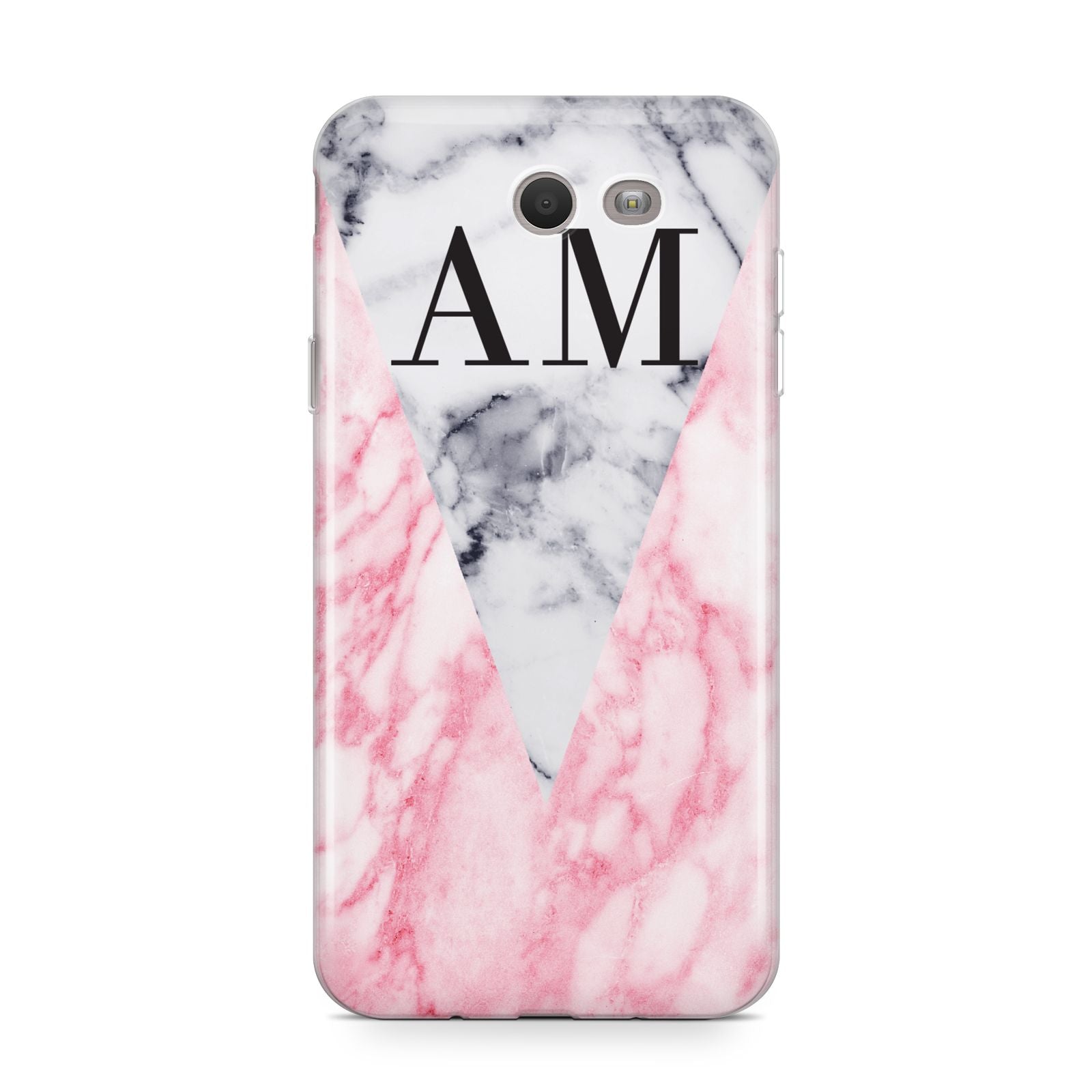 Personalised Grey Inset Marble Initials Samsung Galaxy J7 2017 Case