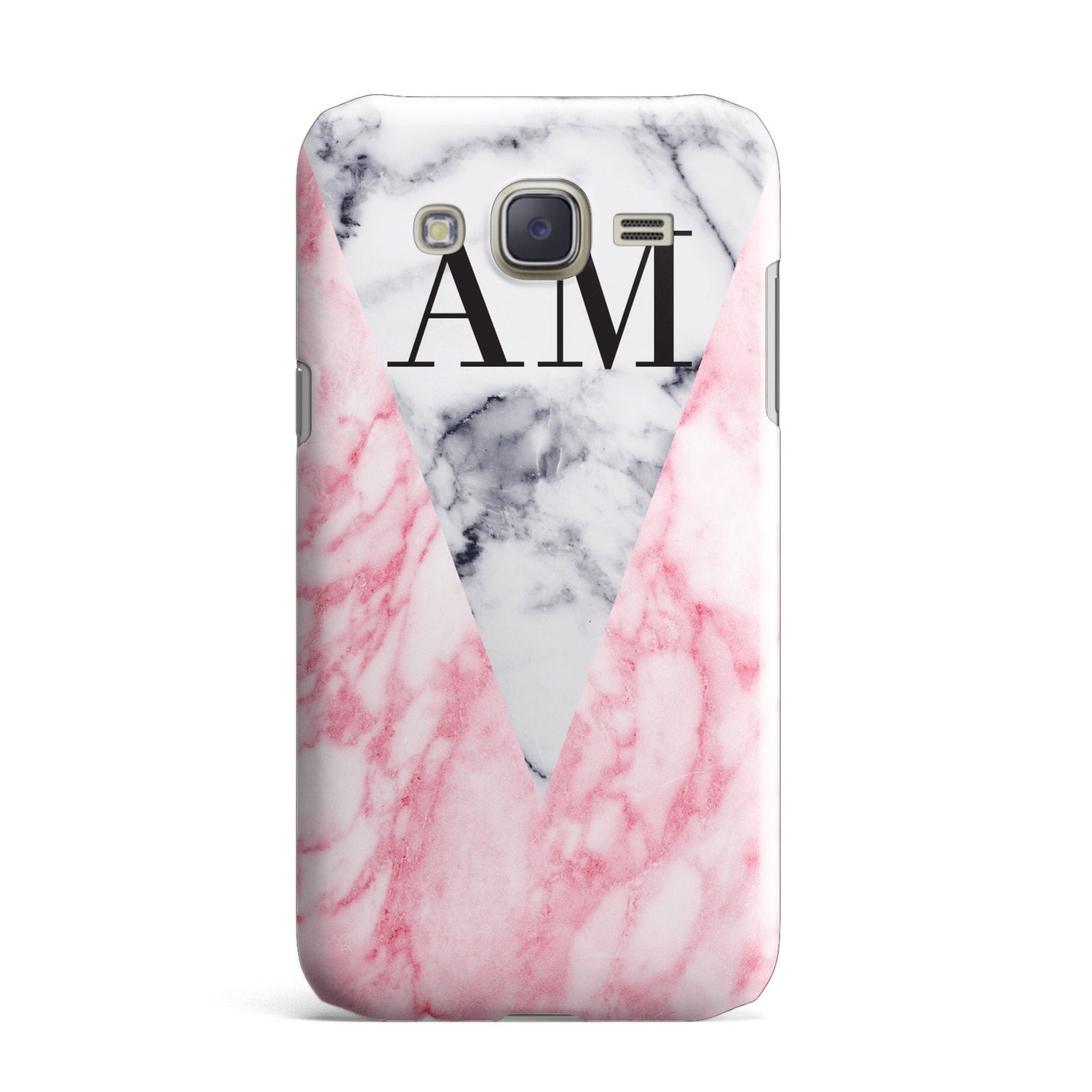 Personalised Grey Inset Marble Initials Samsung Galaxy J7 Case