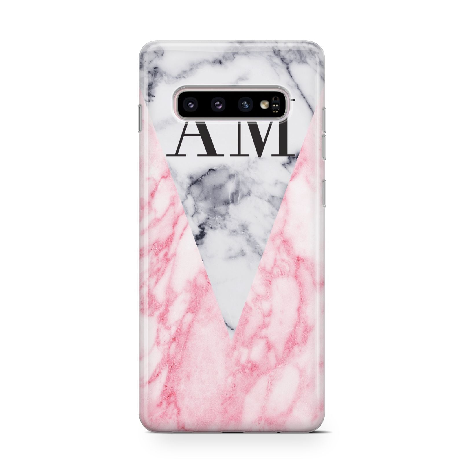 Personalised Grey Inset Marble Initials Samsung Galaxy S10 Case
