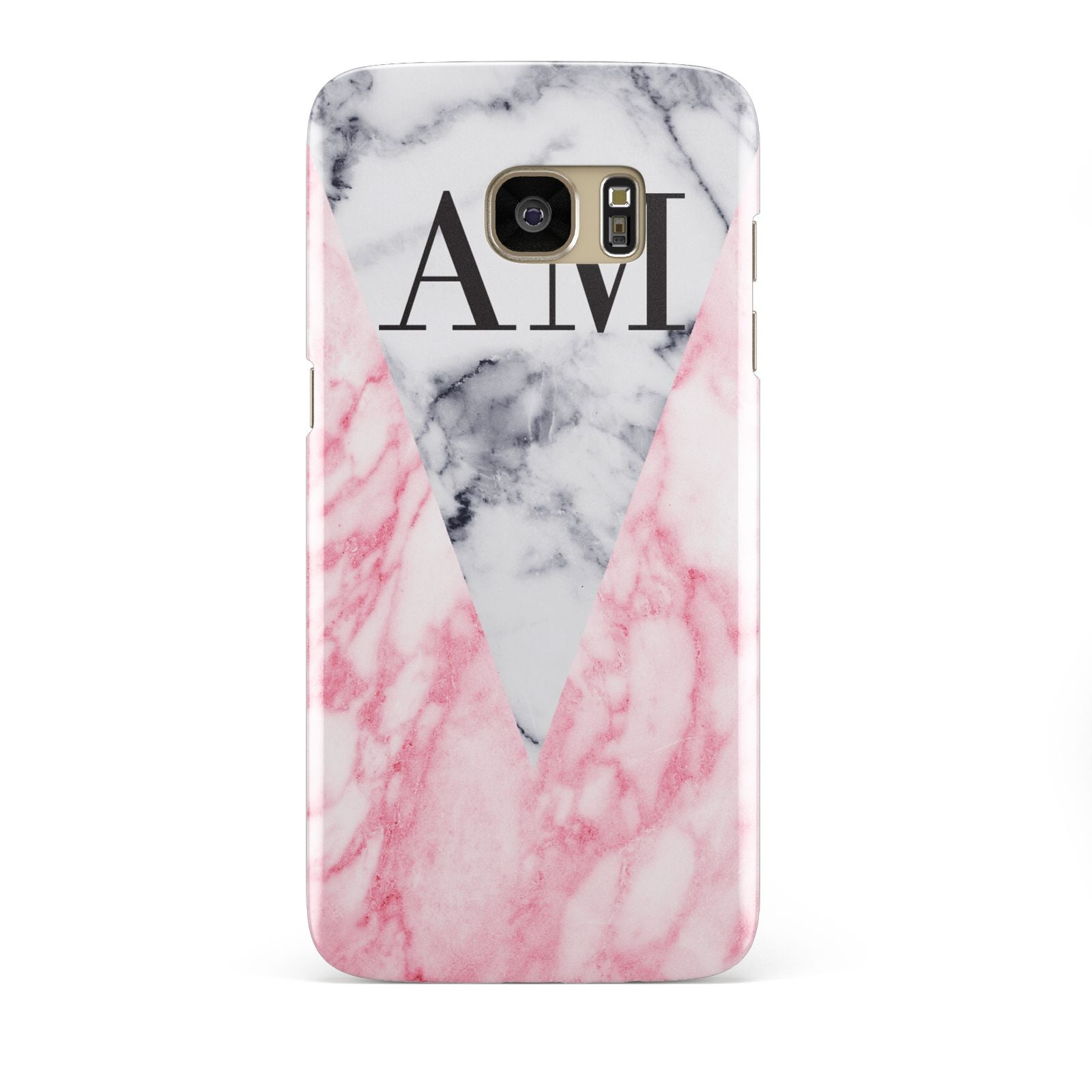 Personalised Grey Inset Marble Initials Samsung Galaxy S7 Edge Case