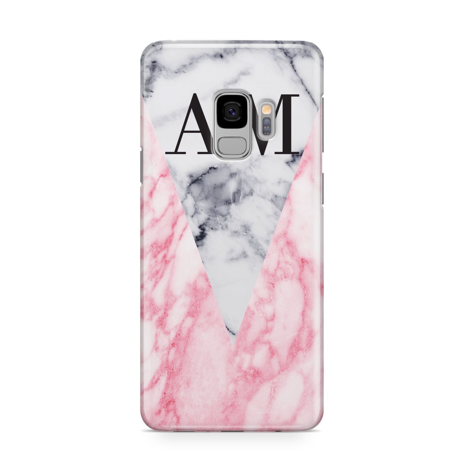 Personalised Grey Inset Marble Initials Samsung Galaxy S9 Case