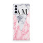 Personalised Grey Inset Marble Initials Samsung S21 Plus Phone Case