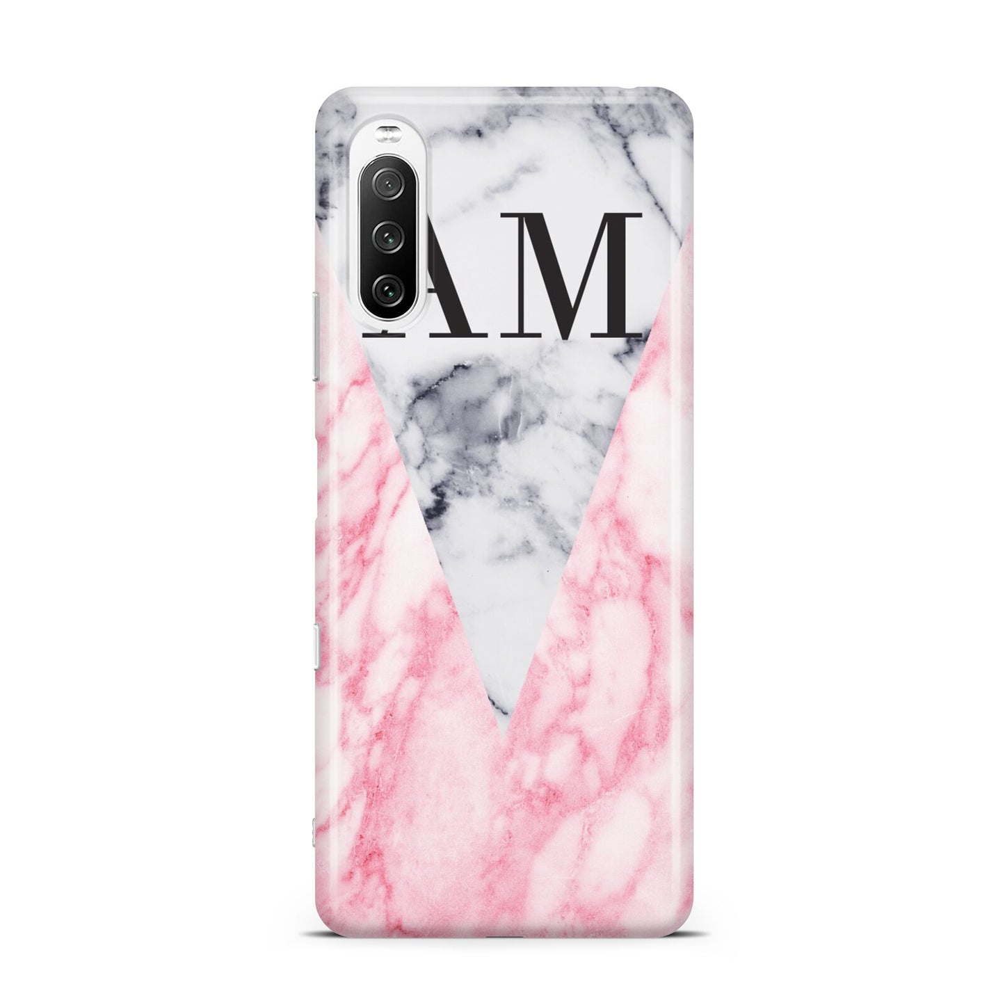 Personalised Grey Inset Marble Initials Sony Xperia 10 III Case