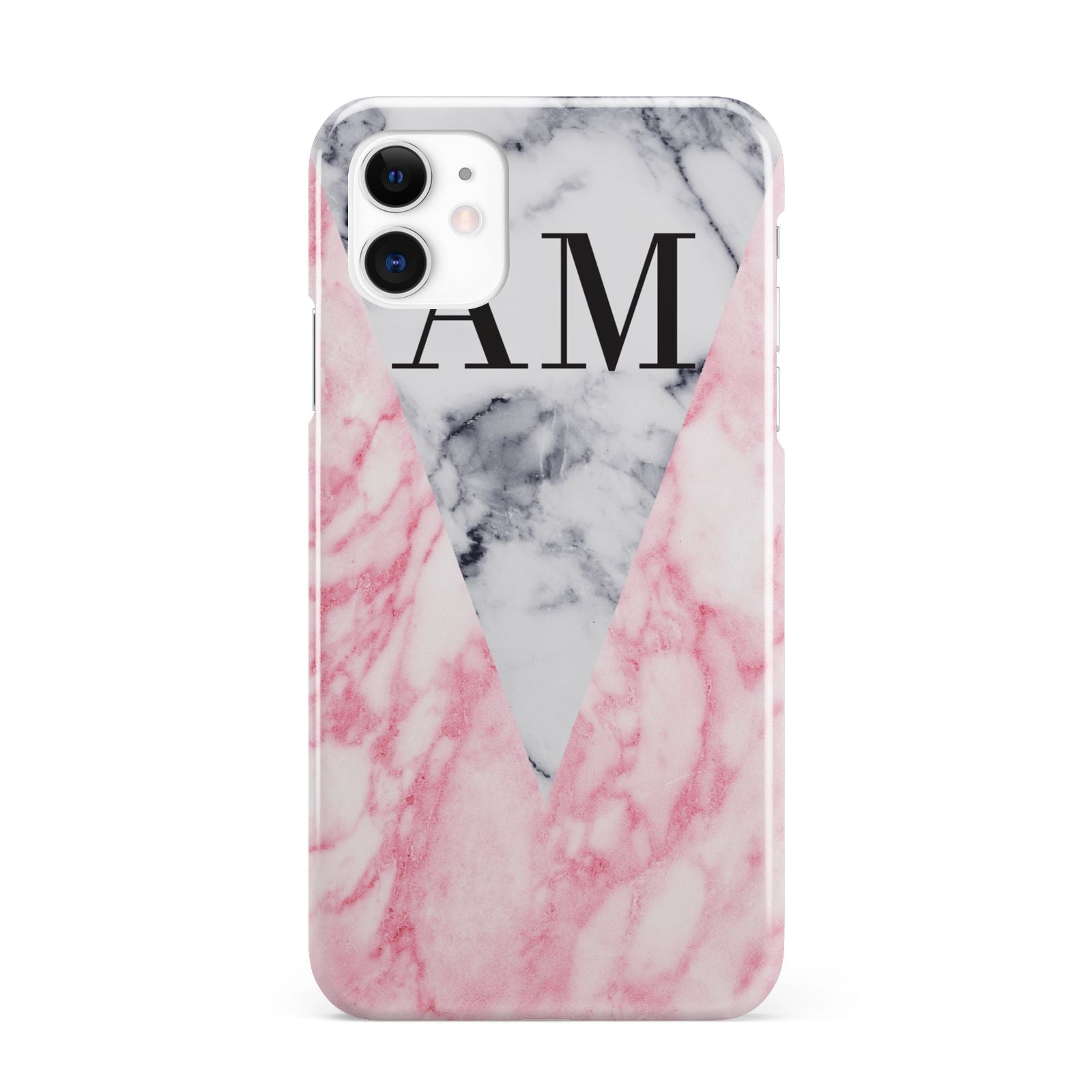 Personalised Grey Inset Marble Initials iPhone 11 3D Snap Case
