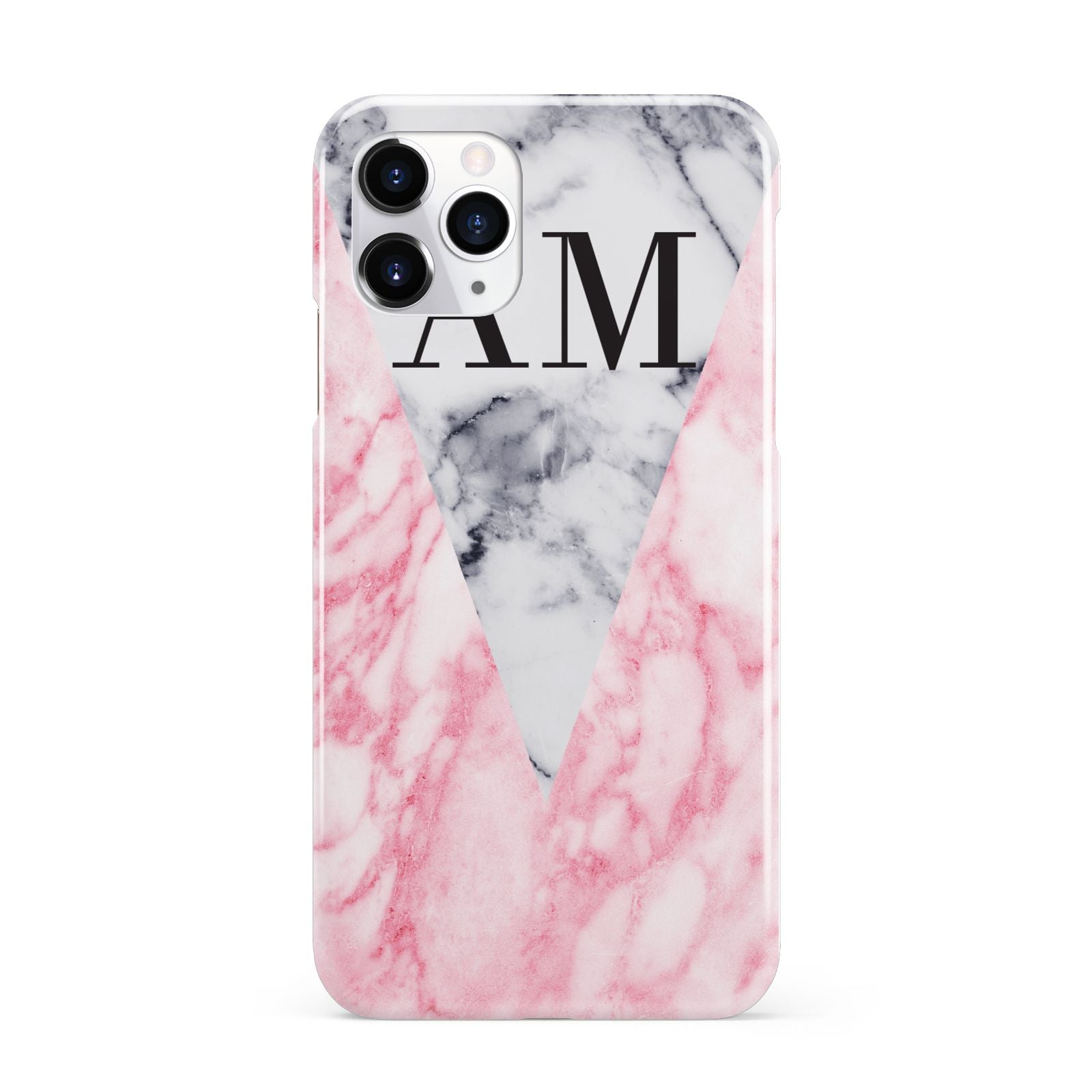 Personalised Grey Inset Marble Initials iPhone 11 Pro 3D Snap Case