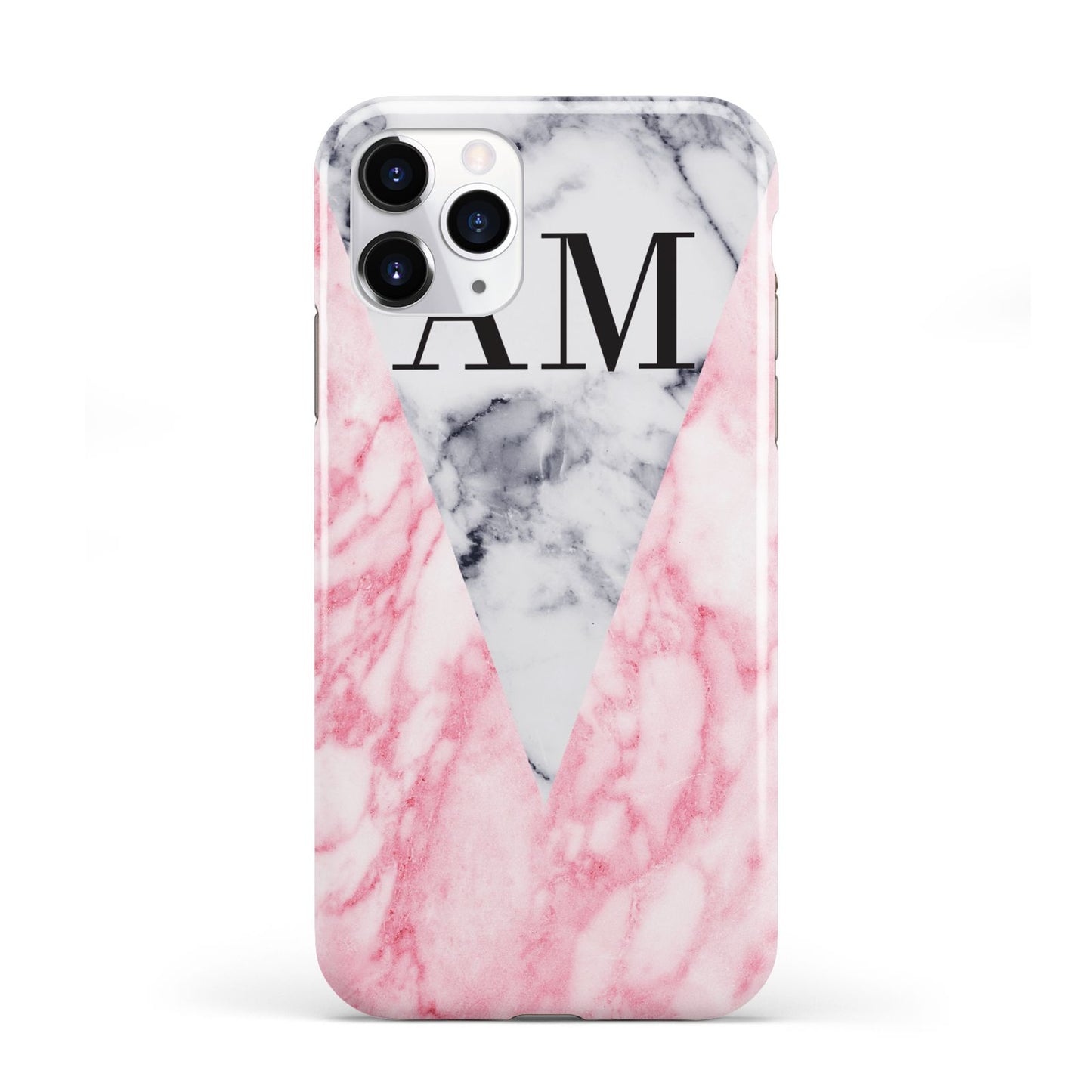 Personalised Grey Inset Marble Initials iPhone 11 Pro 3D Tough Case