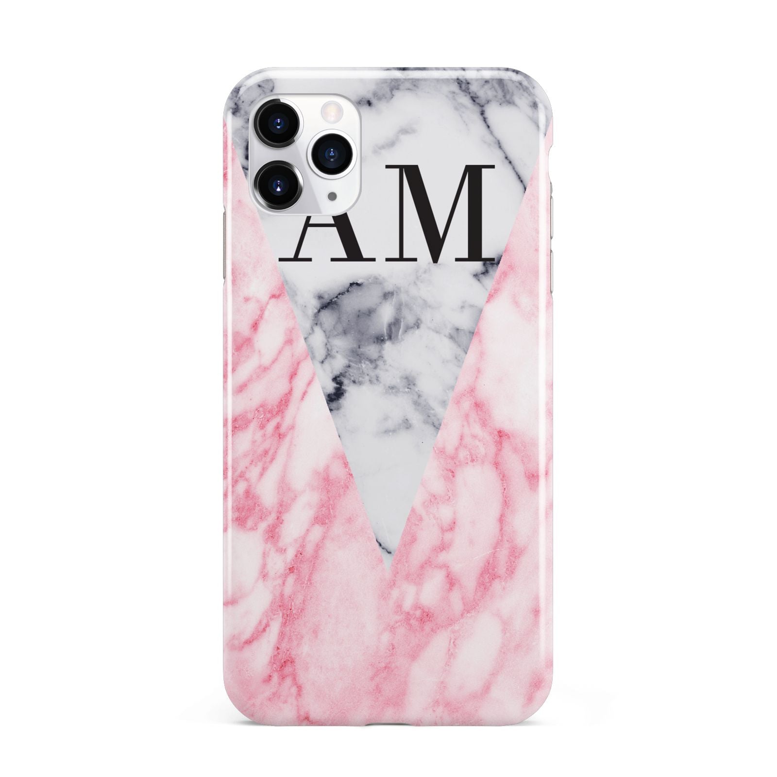 Personalised Grey Inset Marble Initials iPhone 11 Pro Max 3D Tough Case