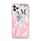 Personalised Grey Inset Marble Initials iPhone 11 Pro Max Impact Pink Edge Case