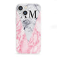Personalised Grey Inset Marble Initials iPhone 13 Mini Clear Bumper Case