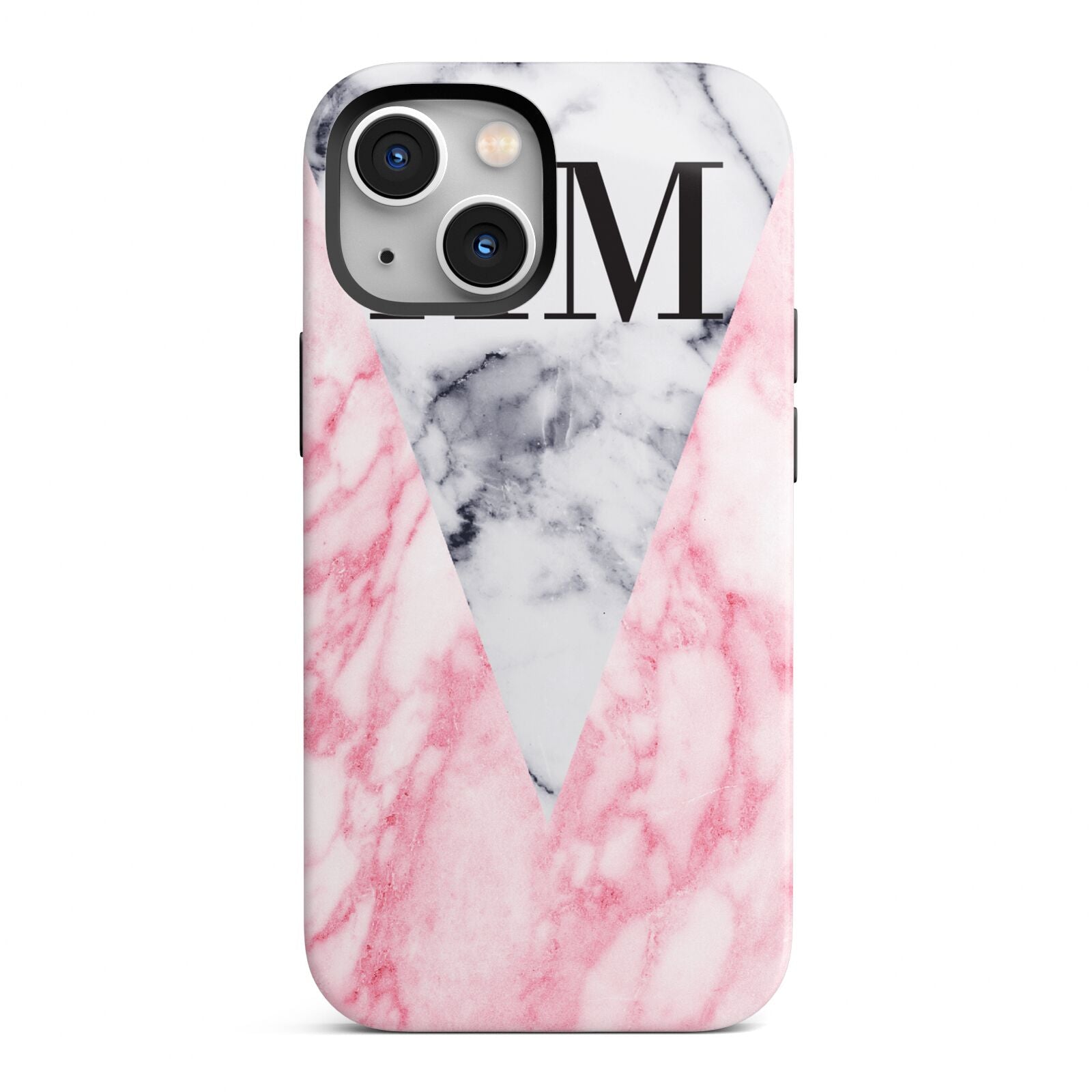Personalised Grey Inset Marble Initials iPhone 13 Mini Full Wrap 3D Tough Case