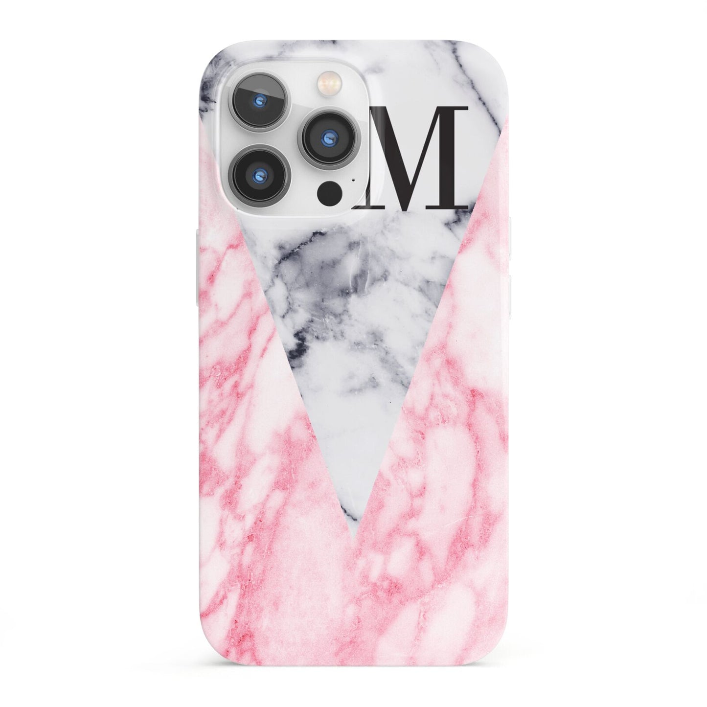 Personalised Grey Inset Marble Initials iPhone 13 Pro Full Wrap 3D Snap Case
