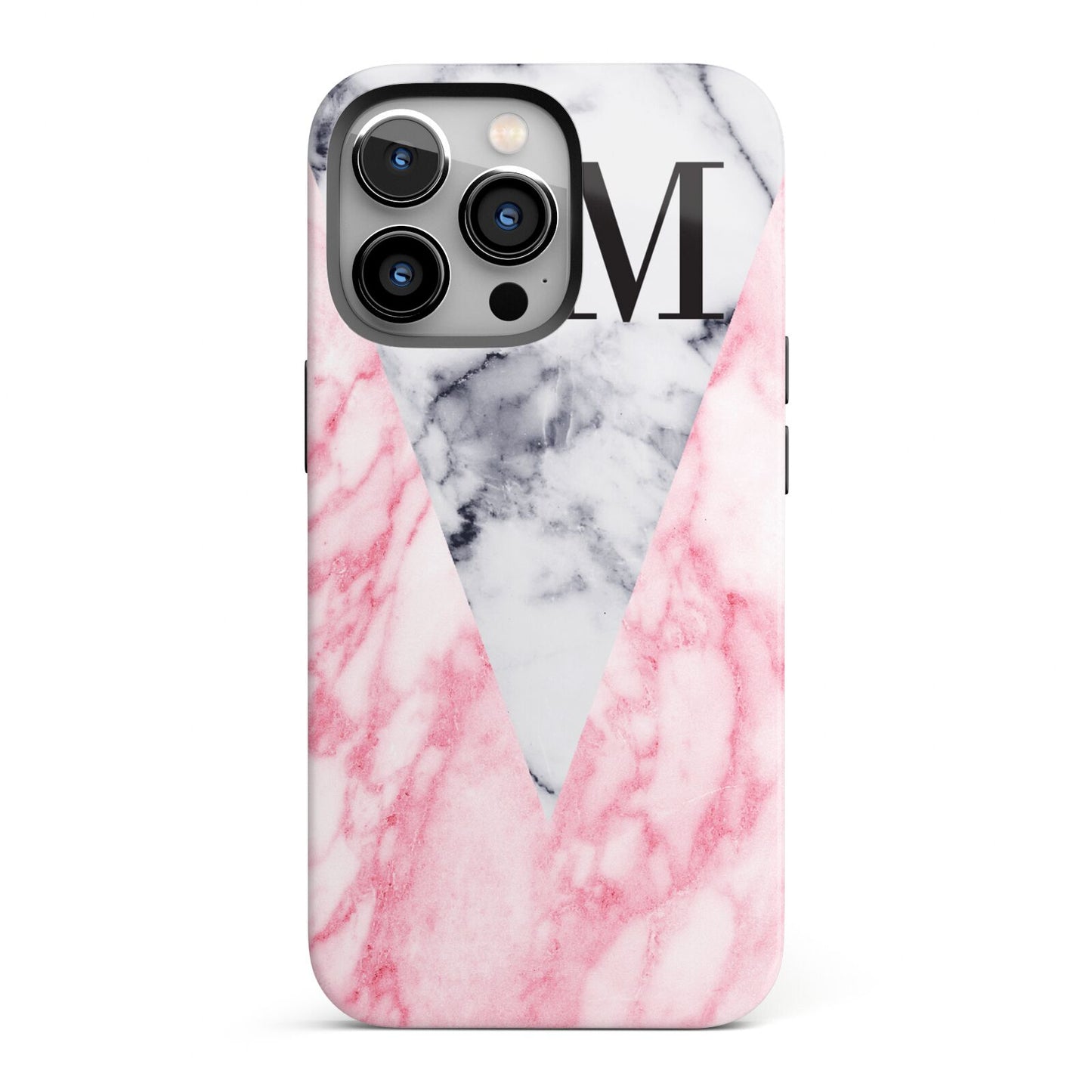 Personalised Grey Inset Marble Initials iPhone 13 Pro Full Wrap 3D Tough Case