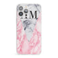 Personalised Grey Inset Marble Initials iPhone 13 Pro Max Clear Bumper Case