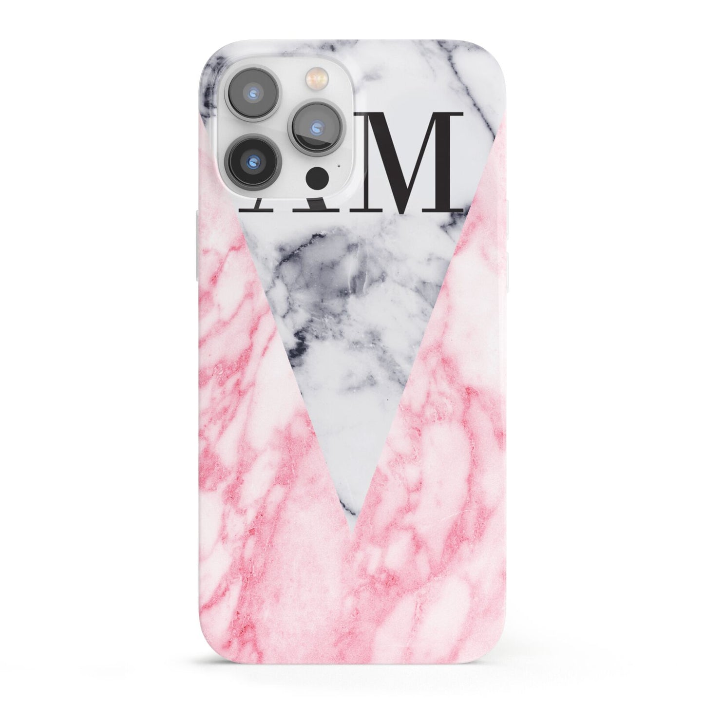 Personalised Grey Inset Marble Initials iPhone 13 Pro Max Full Wrap 3D Snap Case