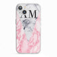 Personalised Grey Inset Marble Initials iPhone 13 TPU Impact Case with White Edges