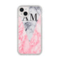 Personalised Grey Inset Marble Initials iPhone 14 Plus Glitter Tough Case Starlight