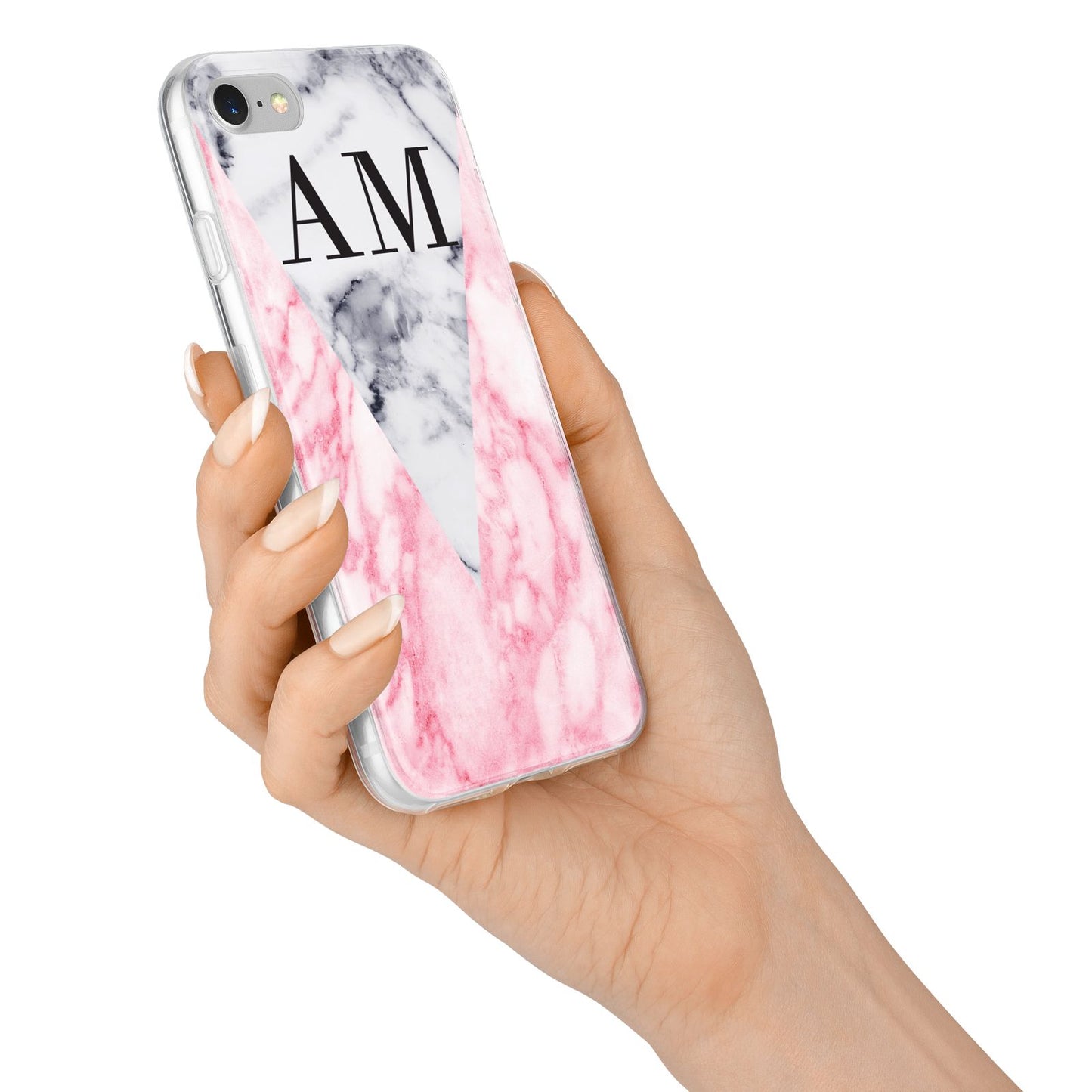 Personalised Grey Inset Marble Initials iPhone 7 Bumper Case on Silver iPhone Alternative Image