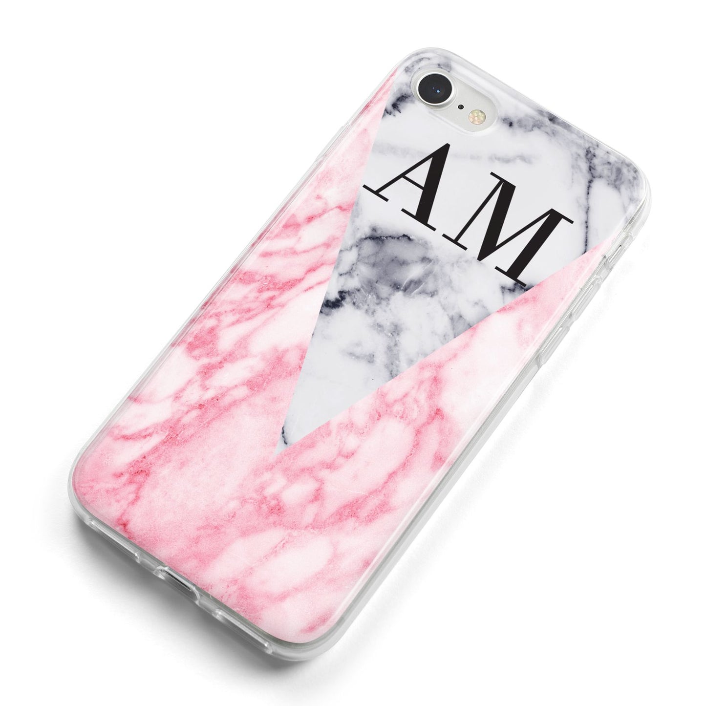 Personalised Grey Inset Marble Initials iPhone 8 Bumper Case on Silver iPhone Alternative Image