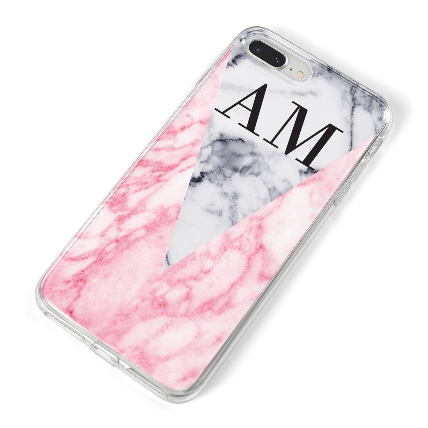 Personalised Grey Inset Marble Initials iPhone 8 Plus Bumper Case on Silver iPhone Alternative Image