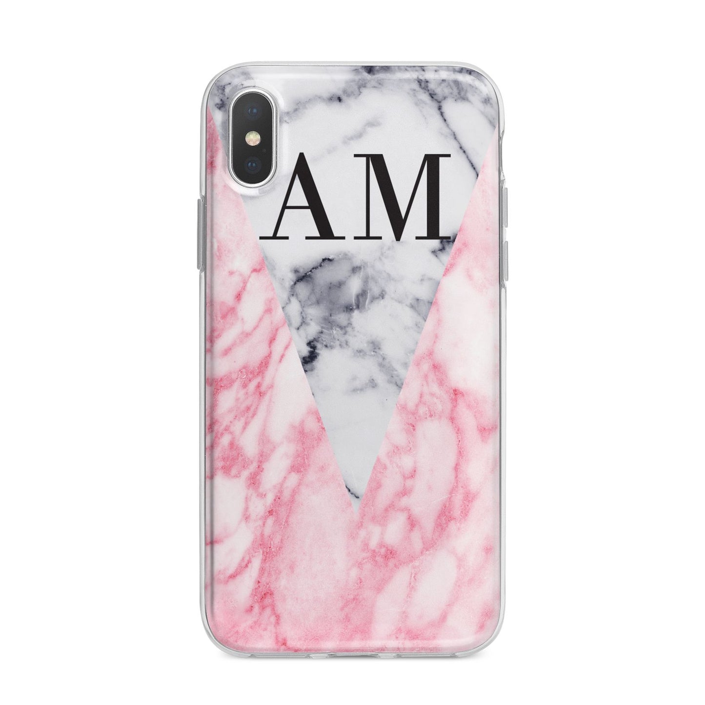 Personalised Grey Inset Marble Initials iPhone X Bumper Case on Silver iPhone Alternative Image 1