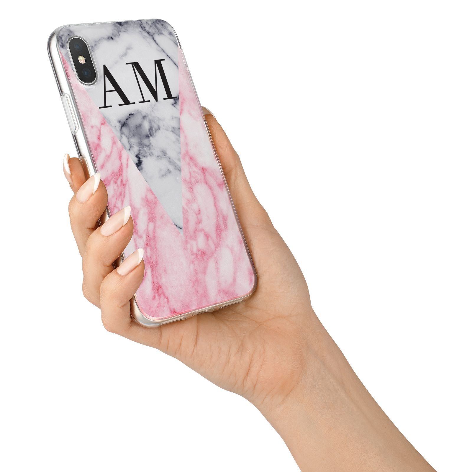 Personalised Grey Inset Marble Initials iPhone X Bumper Case on Silver iPhone Alternative Image 2
