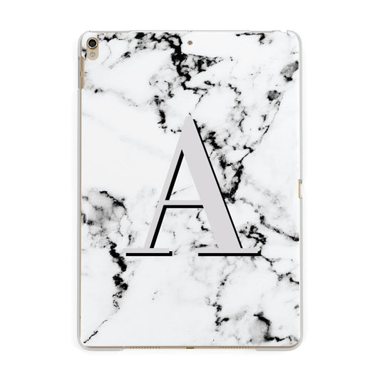 Personalised Grey Large Initial Marble Apple iPad Gold Case
