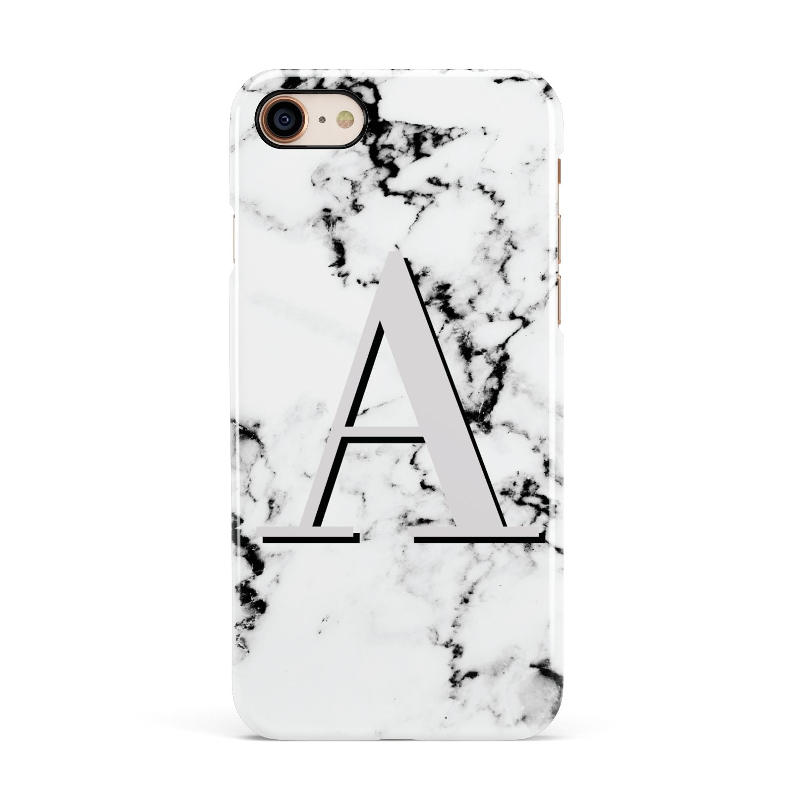 Personalised Grey Large Initial Marble Apple iPhone 7 8 3D Snap Case