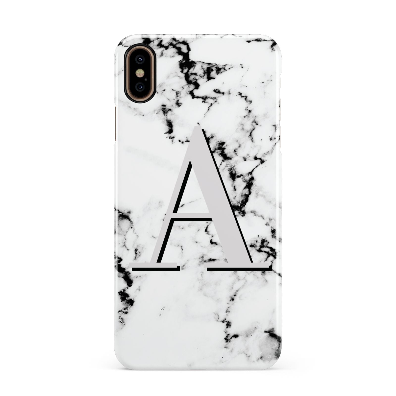 Personalised Grey Large Initial Marble Apple iPhone Xs Max 3D Snap Case