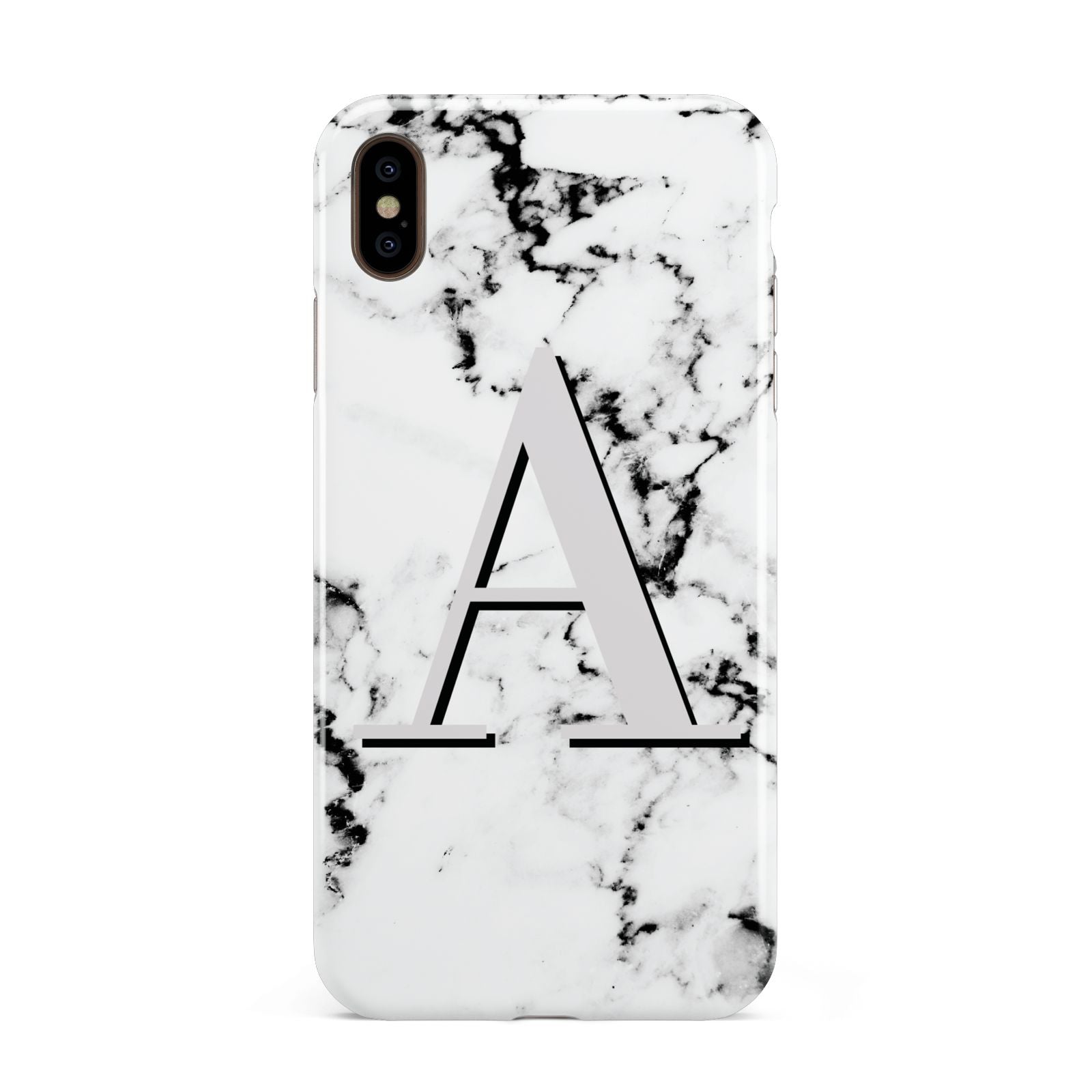 Personalised Grey Large Initial Marble Apple iPhone Xs Max 3D Tough Case
