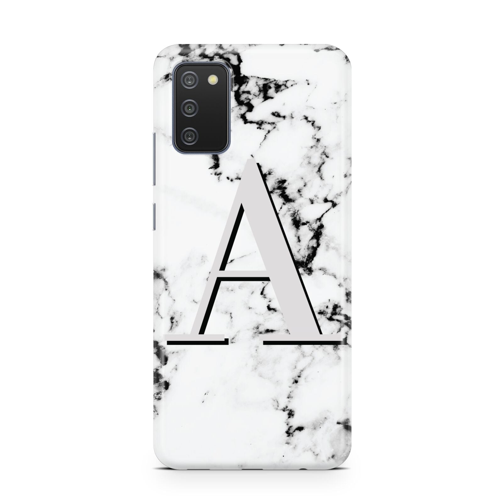 Personalised Grey Large Initial Marble Samsung A02s Case