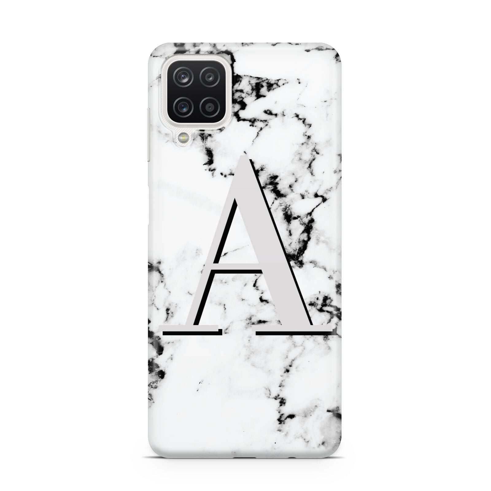 Personalised Grey Large Initial Marble Samsung A12 Case