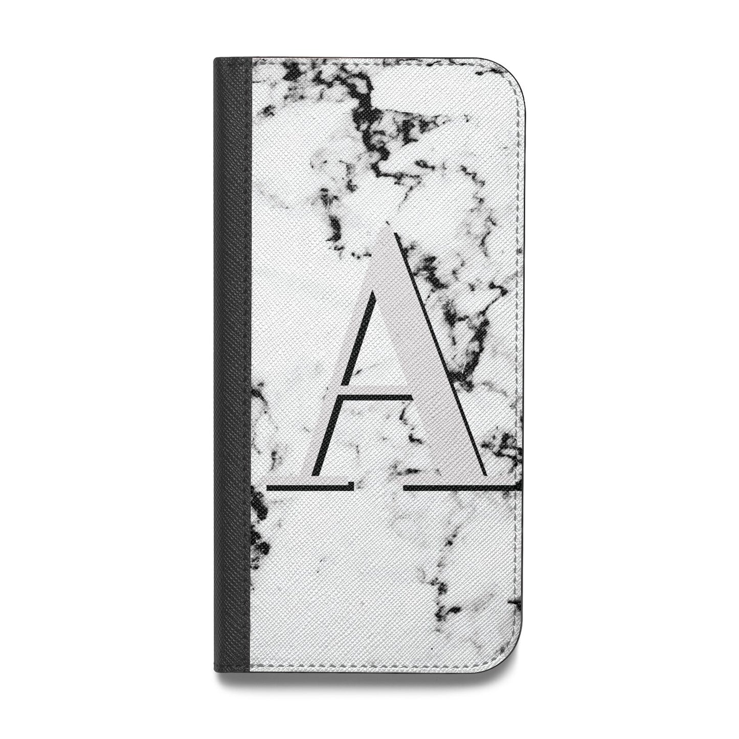 Personalised Grey Large Initial Marble Vegan Leather Flip Samsung Case