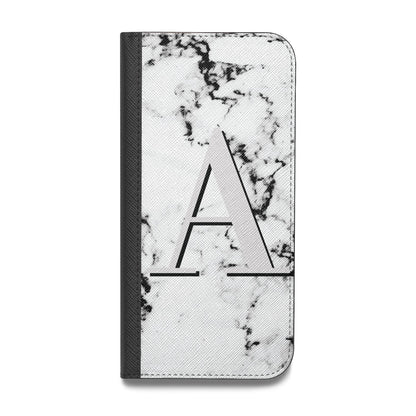 Personalised Grey Large Initial Marble Vegan Leather Flip Samsung Case
