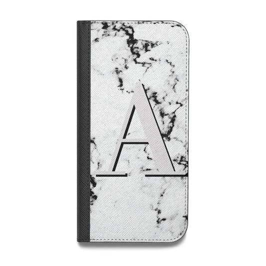 Personalised Grey Large Initial Marble Vegan Leather Flip Samsung Case