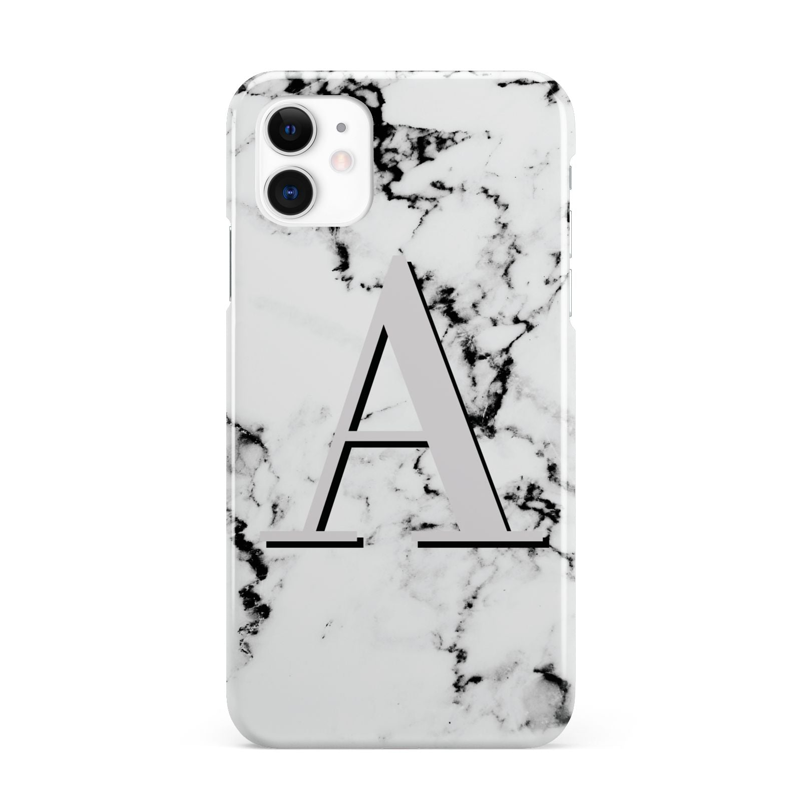 Personalised Grey Large Initial Marble iPhone 11 3D Snap Case