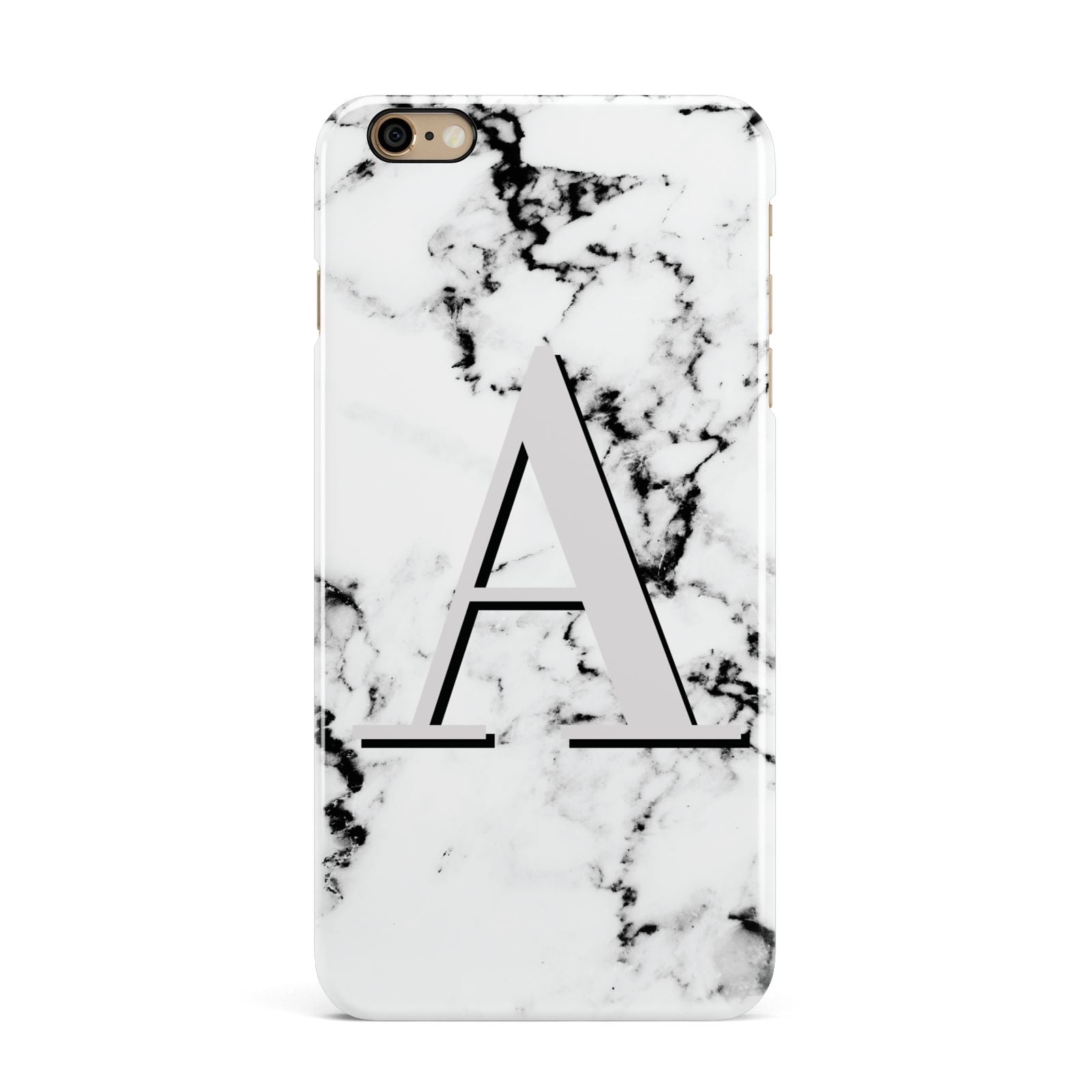 Personalised Grey Large Initial Marble iPhone 6 Plus 3D Snap Case on Gold Phone
