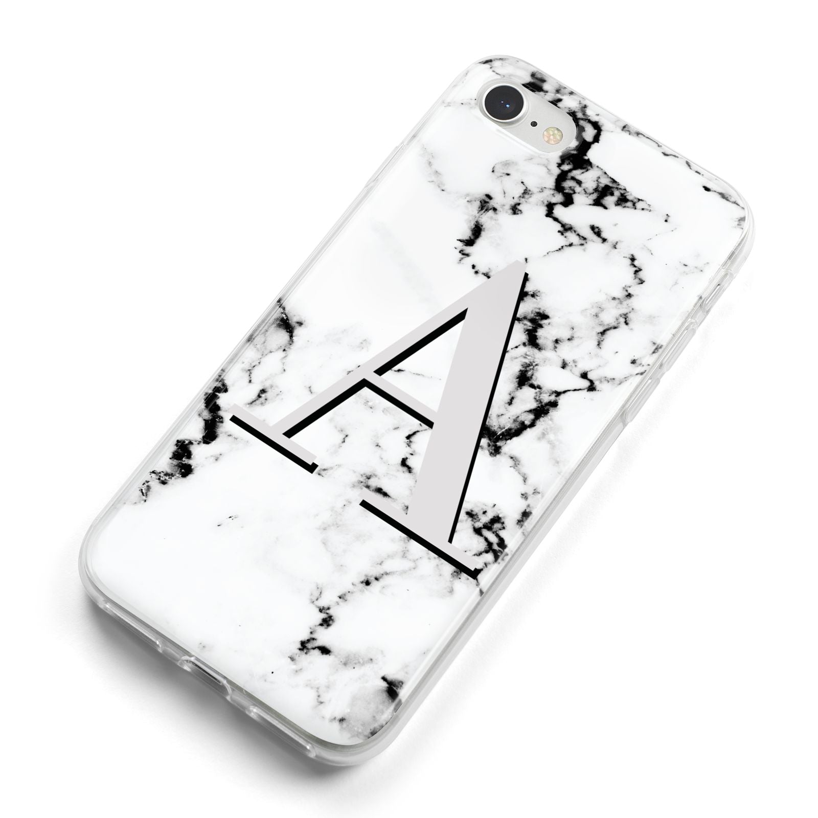 Personalised Grey Large Initial Marble iPhone 8 Bumper Case on Silver iPhone Alternative Image