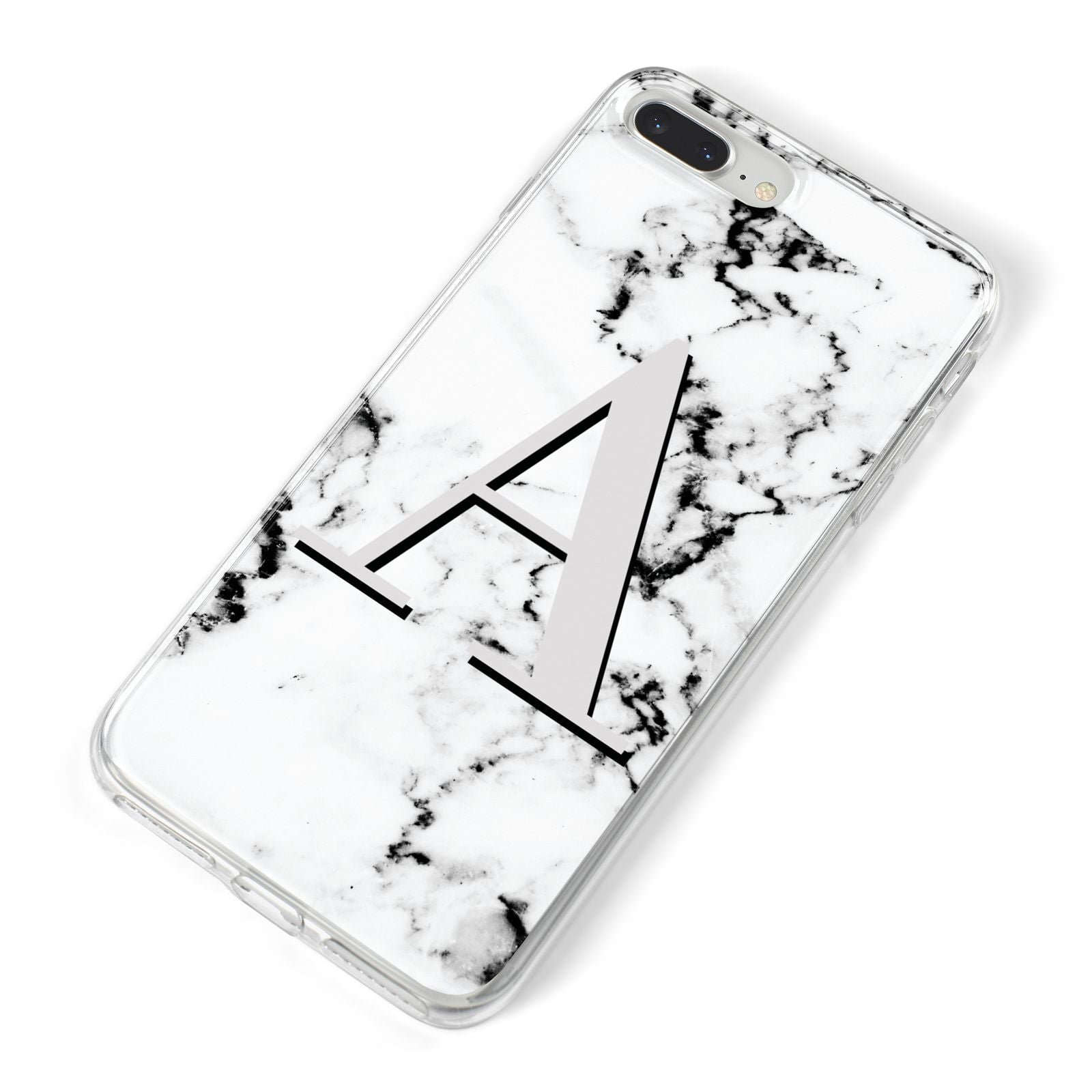 Personalised Grey Large Initial Marble iPhone 8 Plus Bumper Case on Silver iPhone Alternative Image