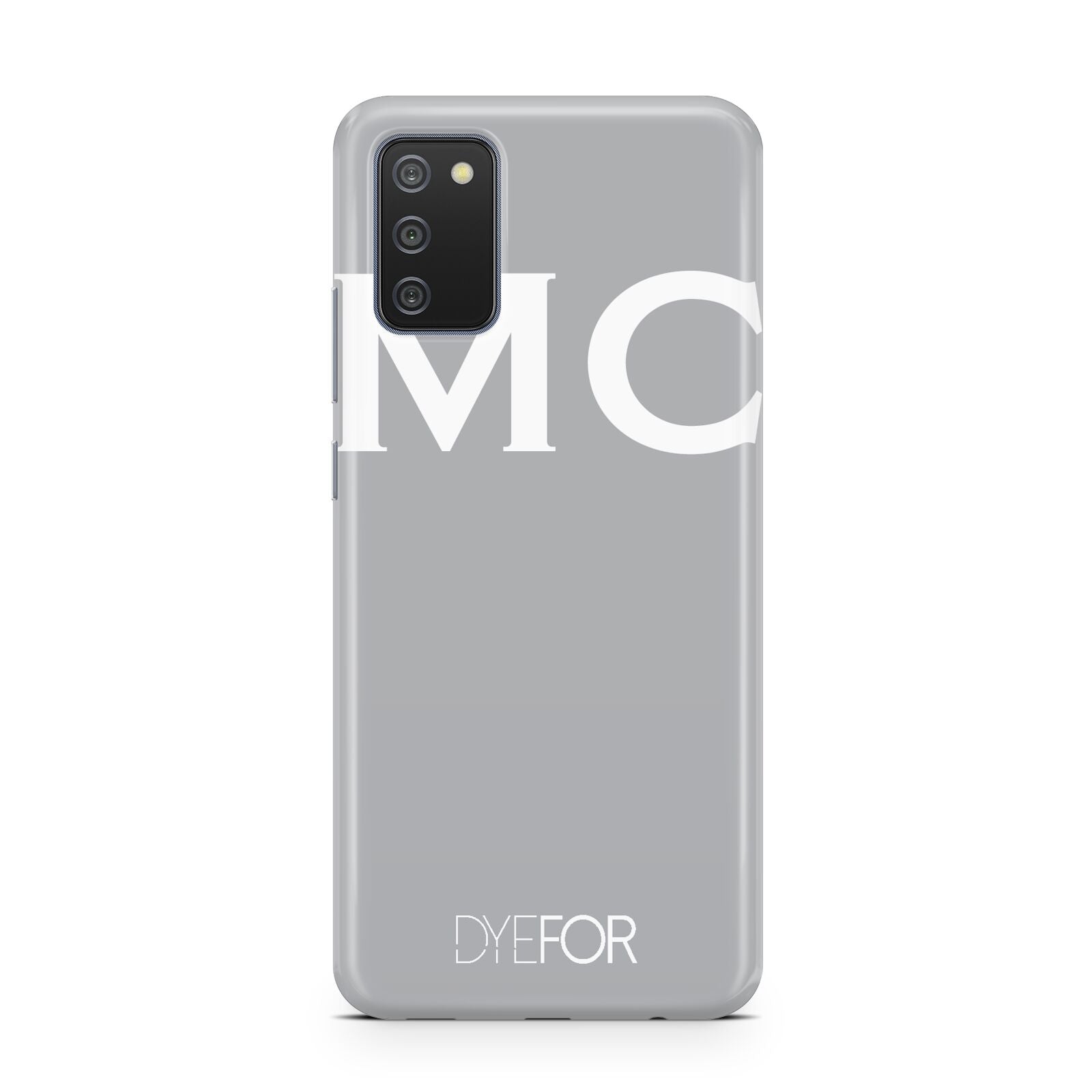 Personalised Grey White Initial Samsung A02s Case